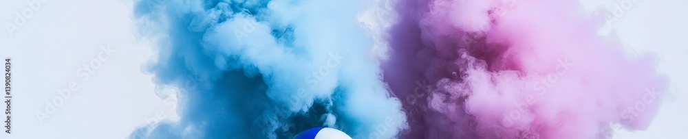 A colorful cloud of smoke is floating in the air, with a blue section on the left and a pink section on the right. The smoke is billowing and swirling, creating a dynamic and eye-catching scene A colorful cloud of smoke is floating in the air, with a blue section on the left and a pink section on the right. The smoke is billowing and swirling, creating a dynamic and eye-catching scene