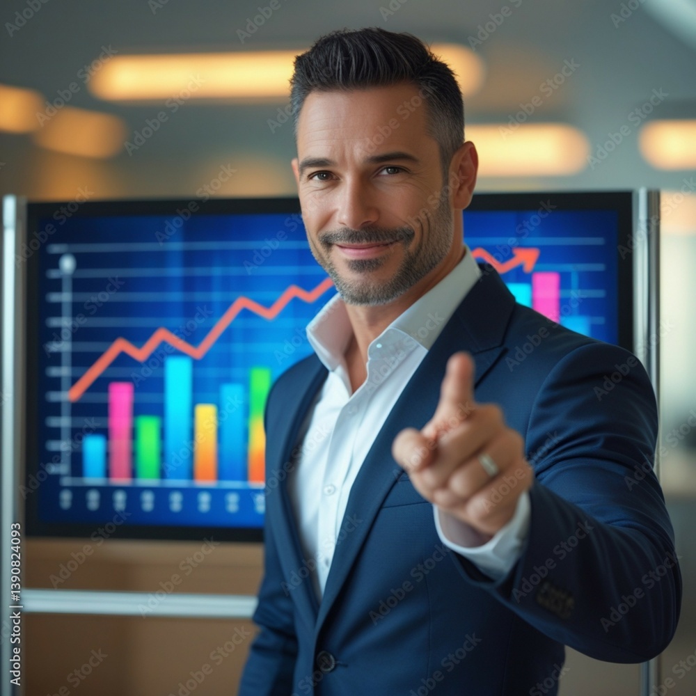 businessman showing graph businessman showing graph