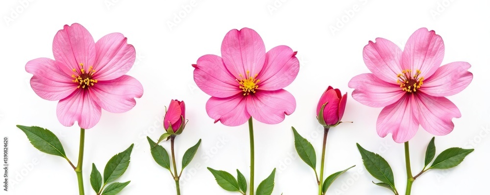 Set of pink onobrychis flowers isolated on white background, decoration, pink Set of pink onobrychis flowers isolated on white background, decoration, pink