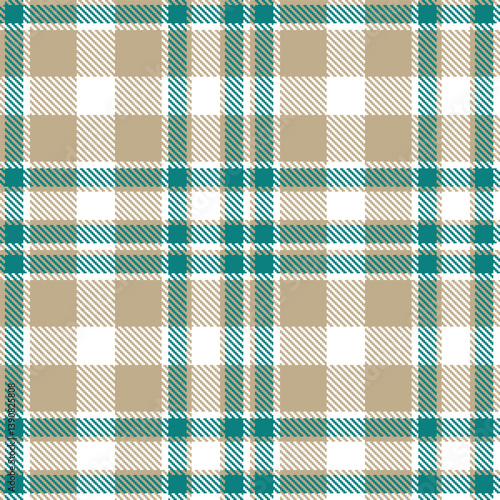 Deep putty Seamless Tartan with Rich white accents Fabric Design