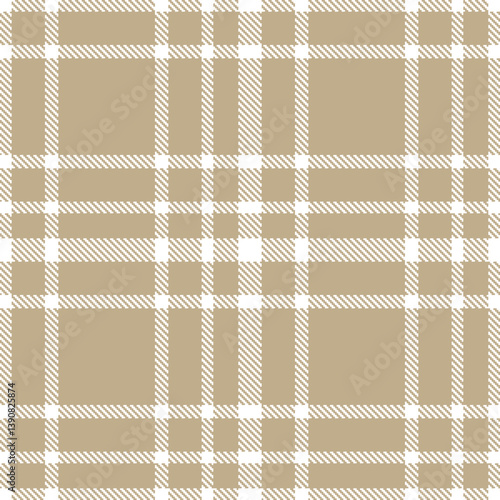 Warm white Seamless Tartan with Soft putty accents Fabric Design