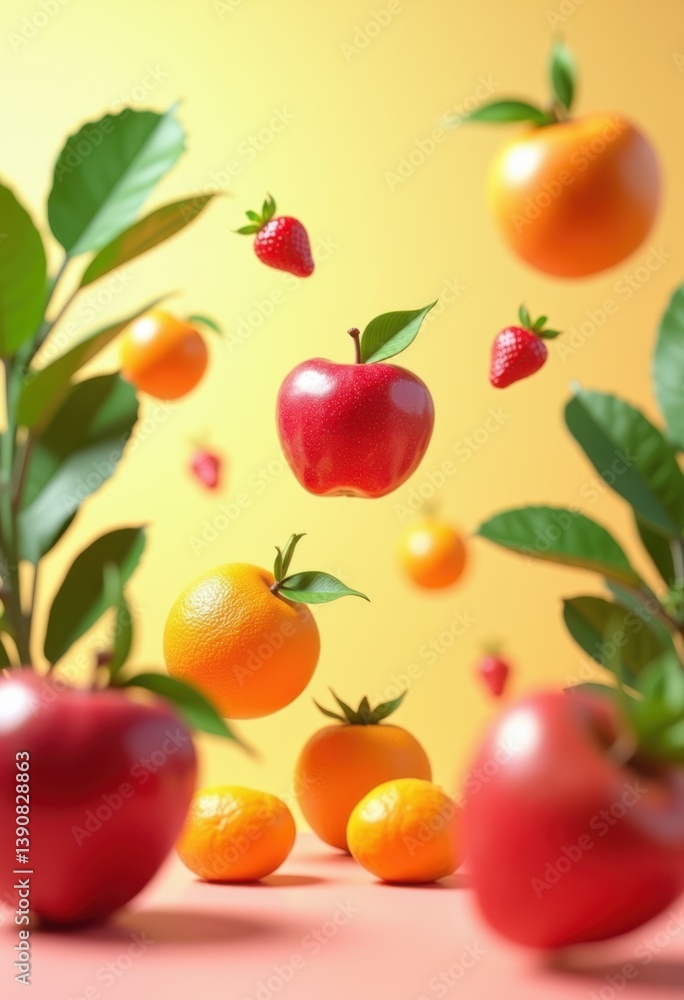 vibrant colorful fruit levitating bright background fresh juicy nature still life, salad, cherry, orange, banana, pineapple, grape, kiwi, apple, berry vibrant colorful fruit levitating bright background fresh juicy nature still life, salad, cherry, orange, banana, pineapple, grape, kiwi, apple, berry
