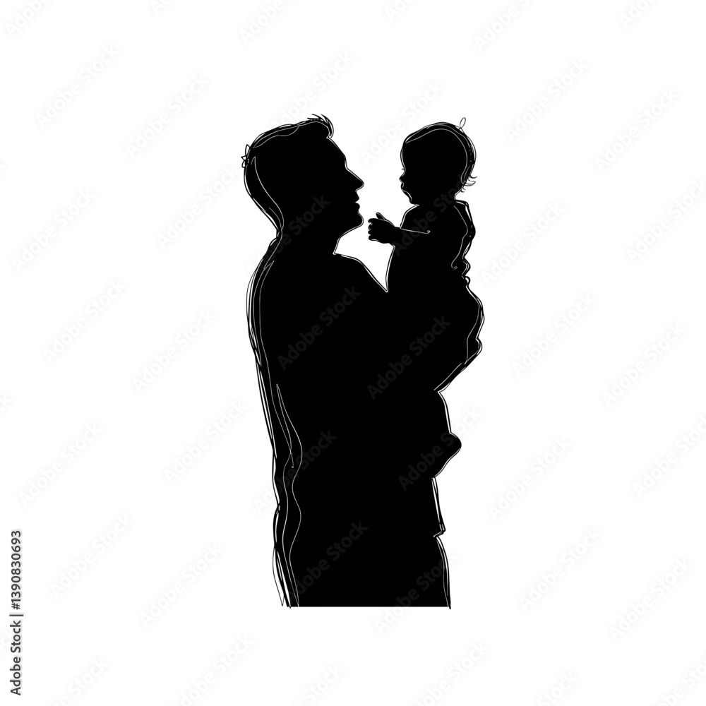 Father and baby sharing a moment of love against a simple background Father and baby sharing a moment of love against a simple background
