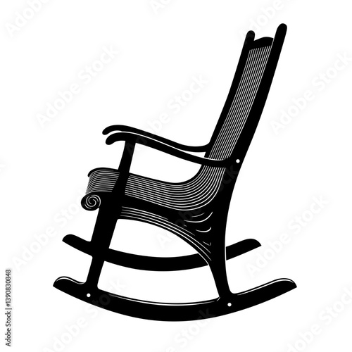Rocking chair in black silhouette style  