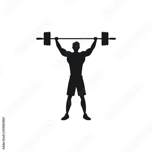 fitness, gym, workout, weightlifting, barbell, bodybuilding, strong, athlete, training, power, silhouette, man, strength, muscles, sports, gym icon, heavy lift, gym vector, fit, exercise, motivation, 