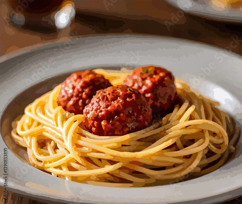 Classic Spaghetti with Meatballs in Rich Tomato Sauce