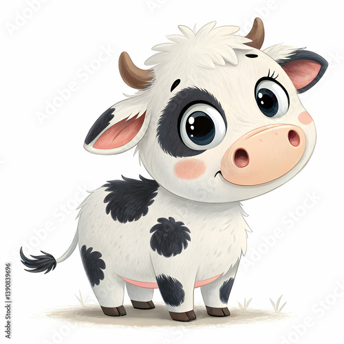 Cheerful Cartoon Cow Standing Happily