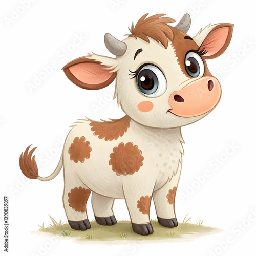Cheerful Cartoon Cow Standing Happily