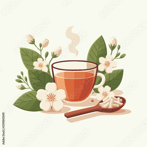 aroma, green, jasmine, background, flower, herbal, tea, plant, drink, natural, organic, cup, healthy, beverage, fresh, white, blossom, floral, nature, blooming, bloom, hot, spring, breakfast, closeup,