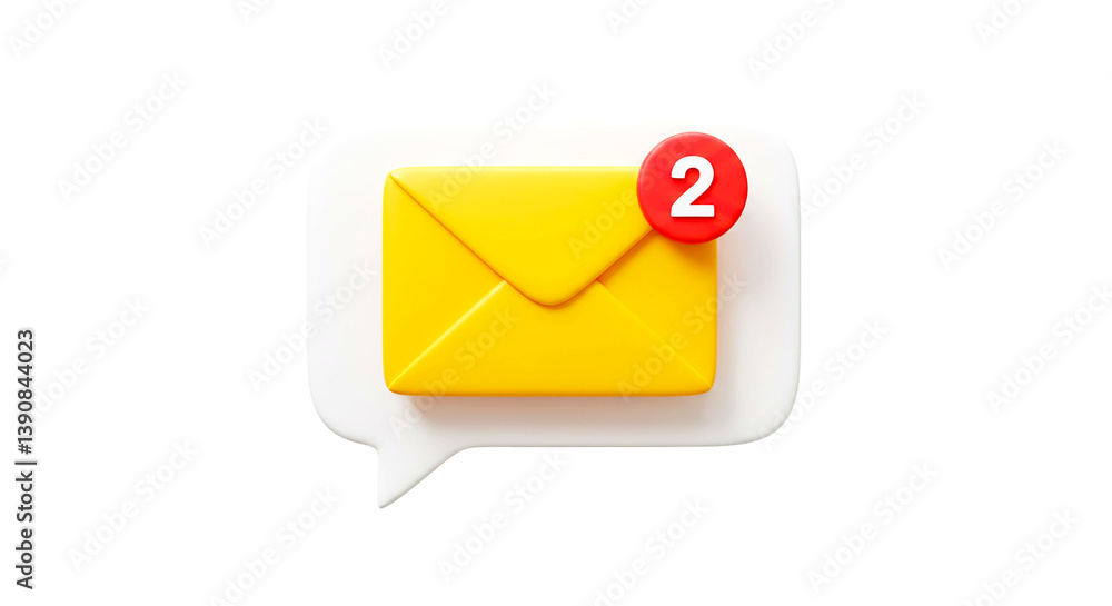 Yellow email message notification inbox communication digital marketing social media alert reminder two unread Yellow email message notification inbox communication digital marketing social media alert reminder two unread