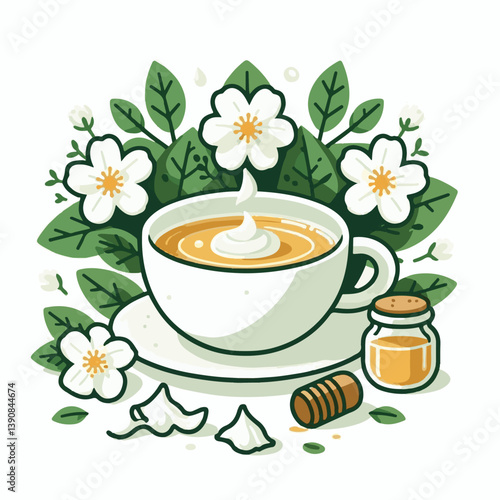 aroma, green, jasmine, background, flower, herbal, tea, plant, drink, natural, organic, cup, healthy, beverage, fresh, white, blossom, floral, nature, blooming, bloom, hot, spring, breakfast, closeup,