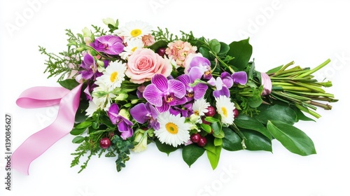 Wallpaper Mural Vibrant floral mix featuring pink, white, and violet blooms with green leaves, isolated and professionally styled Torontodigital.ca