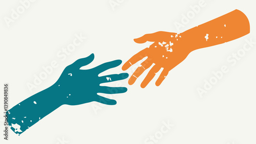 Healing Hands Hands reaching out to each other one hand weathered and aged the other young and hopeful signifying connection and support across generations.