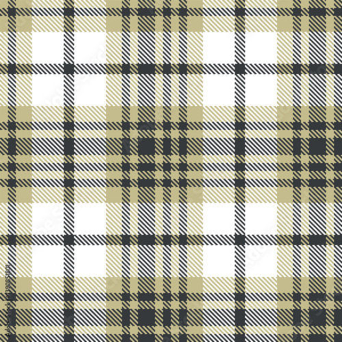 Soft putty Seamless Tartan with Rustic dark grey accents Fabric Design