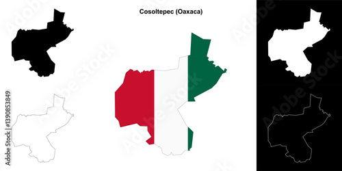 Cosoltepec municipality (Oaxaca) outline map set