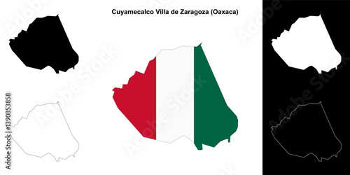 Cuyamecalco Villa de Zaragoza municipality (Oaxaca) outline map set