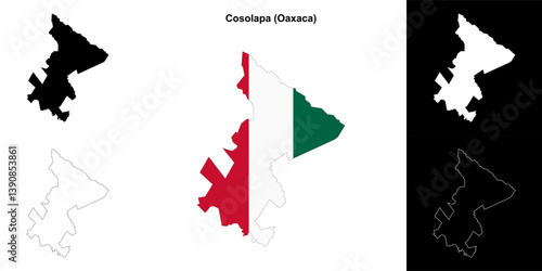 Cosolapa municipality (Oaxaca) outline map set