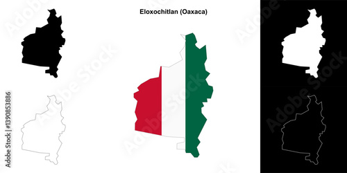 Eloxochitlan municipality (Oaxaca) outline map set