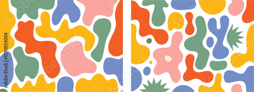 Abstract Organic Shapes Pattern colorful background, Colorful Modern Art