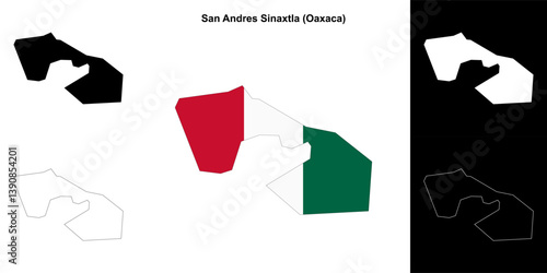 San Andres Sinaxtla municipality (Oaxaca) outline map set
