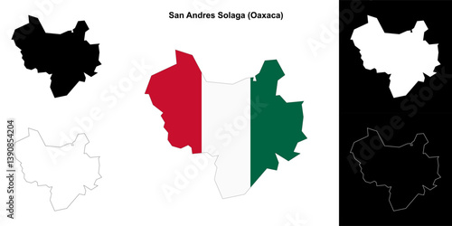 San Andres Solaga municipality (Oaxaca) outline map set