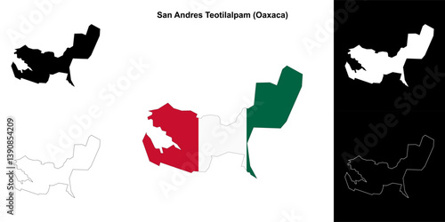 San Andres Teotilalpam municipality (Oaxaca) outline map set