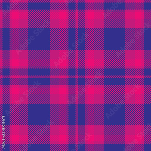 Contemporary Seamless Tartan featuring Light magenta and Rustic sapphire Fabric Design