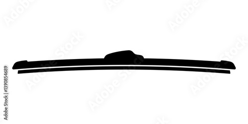 Frameless windshield wiper blade icon. Black silhouette. Front side view. Vector simple flat graphic illustration. Isolated object on white background. Isolate.