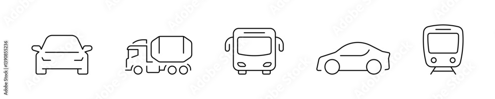Vehicle vector icons. Outline vehicle icons. Editable stroke vehicle icons Vehicle vector icons. Outline vehicle icons. Editable stroke vehicle icons
