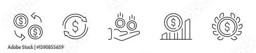 Finance vector icons. Outline Finance icons. Editable stroke Finance icons