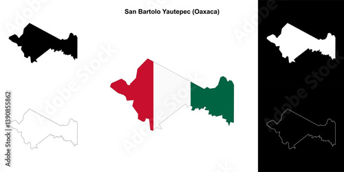 San Bartolo Yautepec municipality (Oaxaca) outline map set