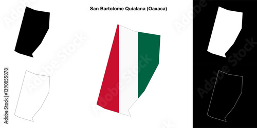 San Bartolome Quialana municipality (Oaxaca) outline map set