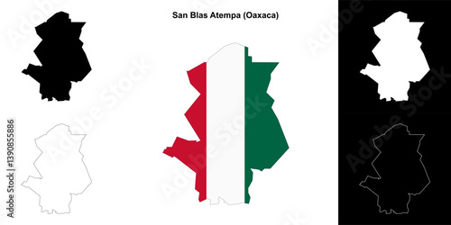 San Blas Atempa municipality (Oaxaca) outline map set