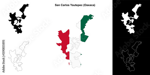 San Carlos Yautepec municipality (Oaxaca) outline map set