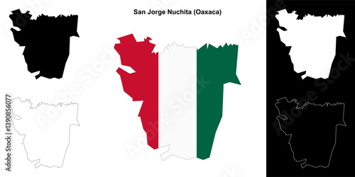San Jorge Nuchita municipality (Oaxaca) outline map set