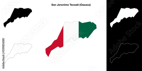 San Jeronimo Tecoatl municipality (Oaxaca) outline map set