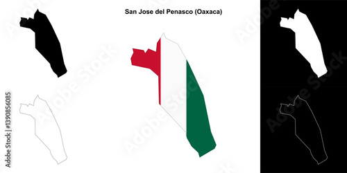San Jose del Penasco municipality (Oaxaca) outline map set