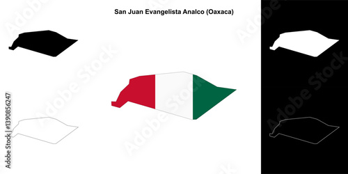 San Juan Evangelista Analco municipality (Oaxaca) outline map set