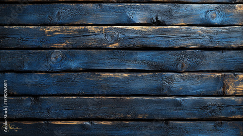 
Navy blue wood planks texture, showcasing a dark, rough wooden fence surface with a close-up view, creating a modern, toned background perfect for design projects with ample copy space.

