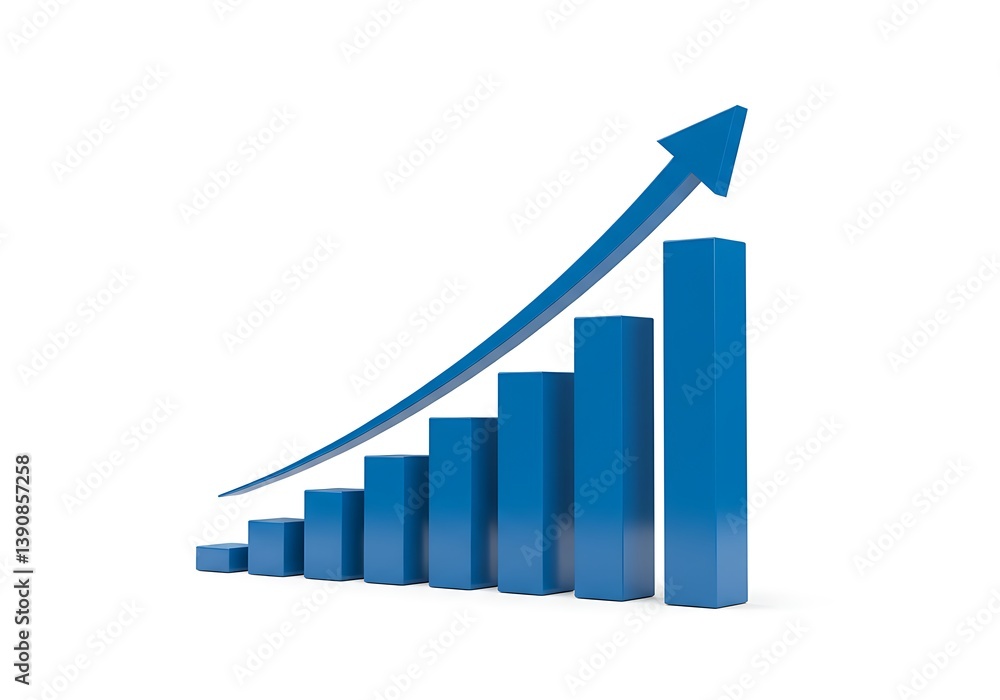 Ascending Bar Chart with a Growth Arrow . Ascending Bar Chart with a Growth Arrow .