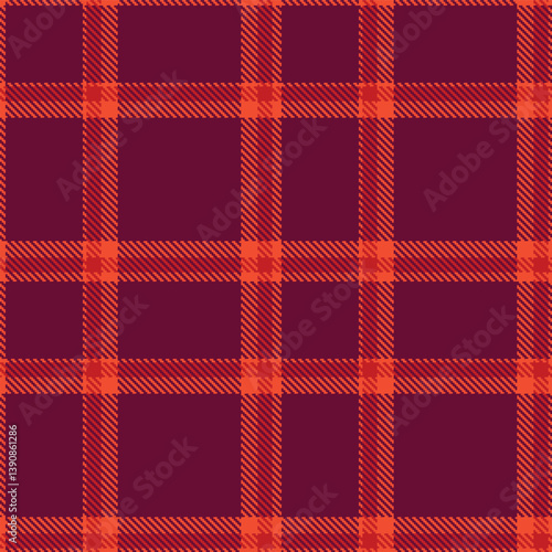 Muted orangey red Seamless Tartan with Classic merlot accents Fabric Design