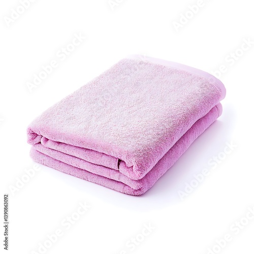 A neatly folded and clean pink towel on a white surface