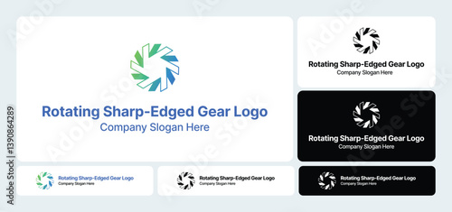 Rotating Sharp-Edged Gear Logo | Dynamic Industrial Design