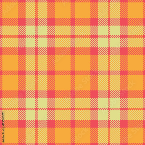 Deep coral pink Seamless Tartan with Deep butterscotch accents Fabric Design