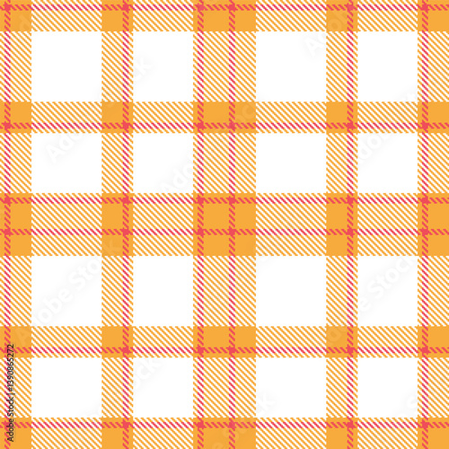 Cool butterscotch Seamless Tartan with Iridescent coral pink accents Fabric Design