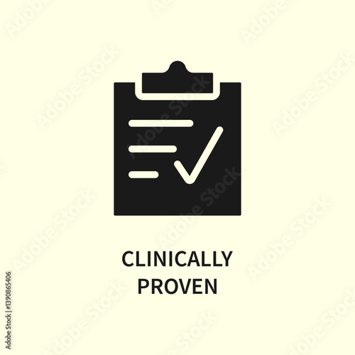Clinically Proven vector icon or label. Dermatology test and dermatologist clinically proven icon for allergy free and healthy safe product package tag