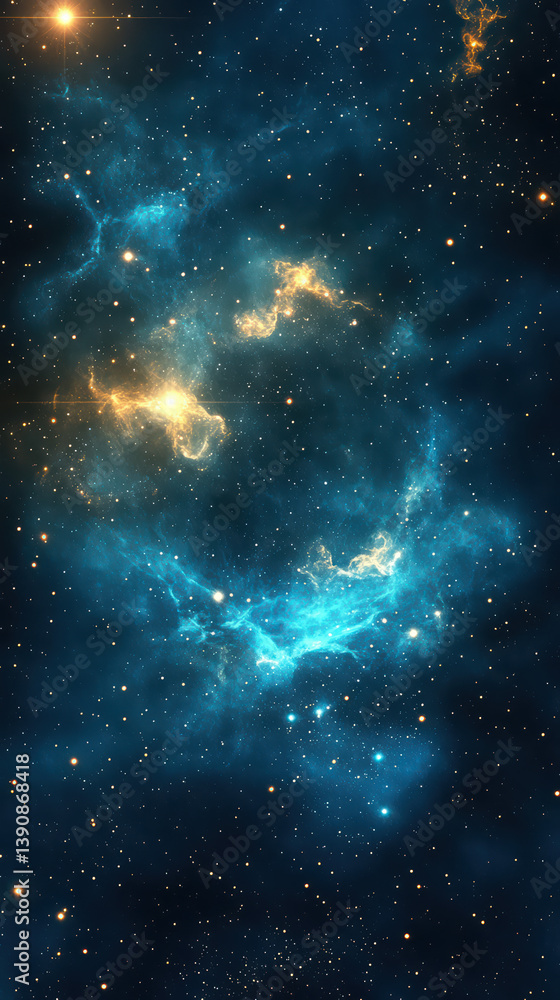 Obraz premium Celestial Symphony: A mesmerizing journey through the cosmos, showcasing a vibrant nebula and countless stars. An artistic fusion of cosmic beauty, space wonder.
