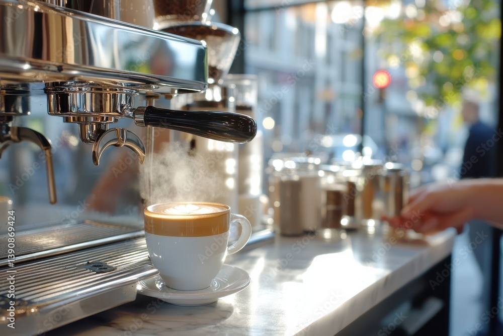 The image shows a beautifully presented coffee cup with steam rising, symbolizing the artistry involved in coffee-making and the warmth of café culture. The image shows a beautifully presented coffee cup with steam rising, symbolizing the artistry involved in coffee-making and the warmth of café culture.