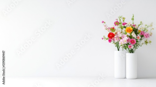 Wallpaper Mural Fresh spring bouquet in simple white vases Torontodigital.ca