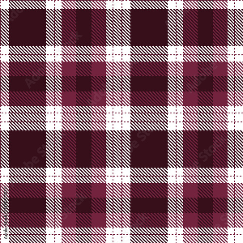 Timeless Seamless Tartan featuring Rustic merlot and Dark white Fabric Design